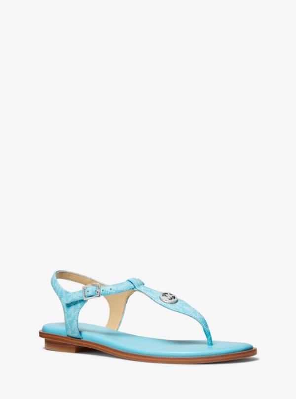 Damske Sandále Michael Kors Mallory Logo T-Strap Modre - Topanky Michael Kors Akcia | VFJCS-6592
